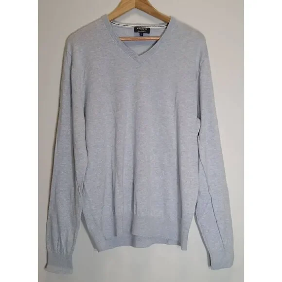 Hackett london mens large cotton cashmere sweater blue lightweight - Picture 3 of 9